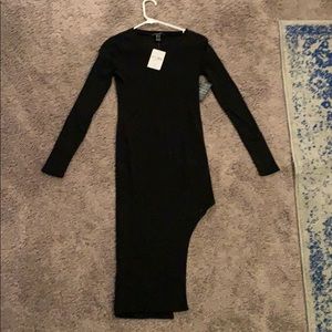 Long Sleeve Body-Con Midi Dress Open Leg
